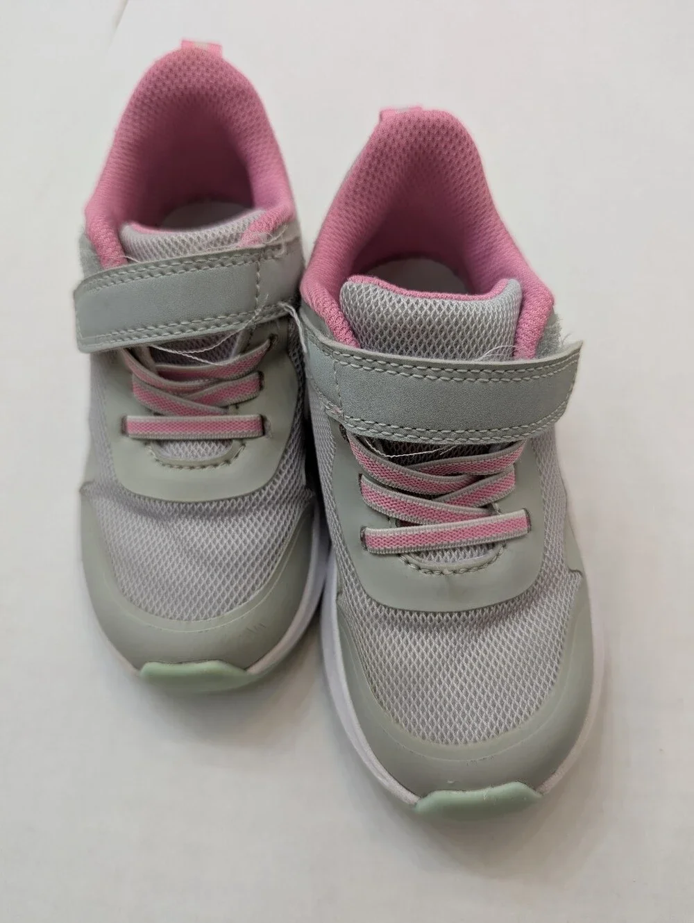 Athletic Works Baby Girl Green And Gray Mesh  Sneakers - Hook & Loop - Size 8